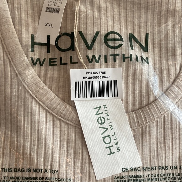 HAVEN Sleepwear, Size XXL, Wide Rib Modal Top in Fawn Heather, NWTag + Mfg Pkg - Picture 4 of 7
